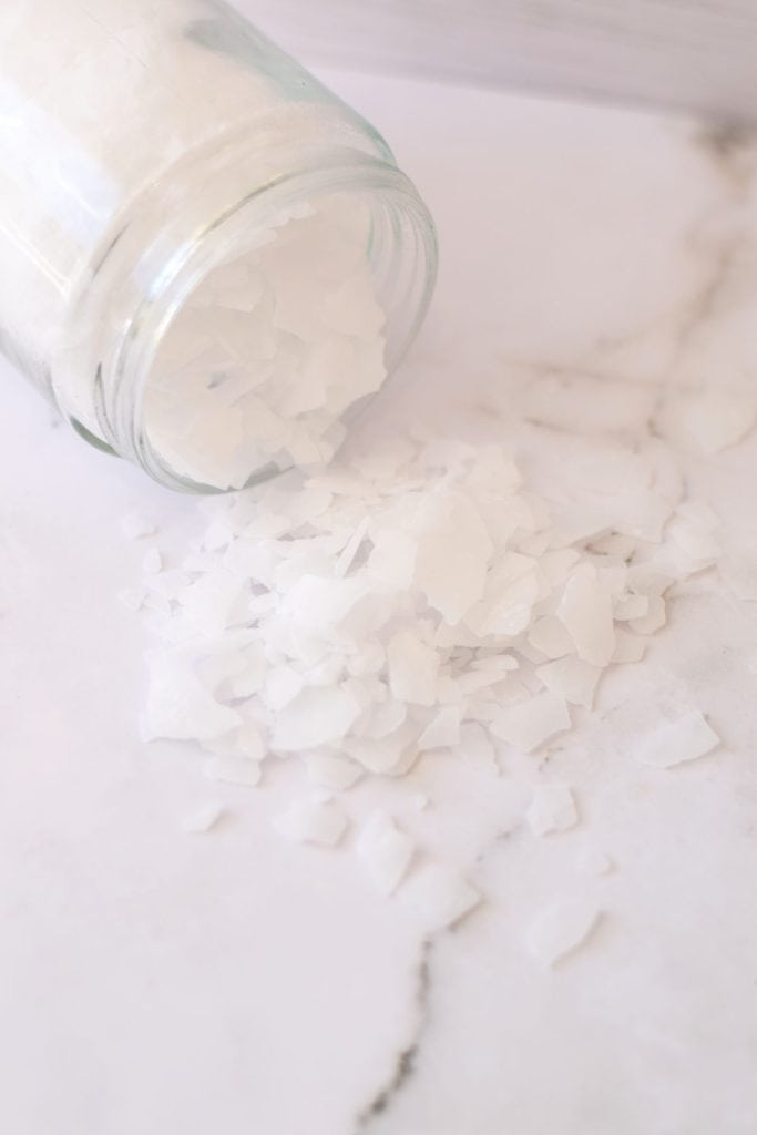 Magnesium Flakes in a glass jar.